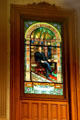 U.S. Senator Edward O. Wolcott stained-glass window in Senate chamber of Colorado State Capitol. Denver, CO.