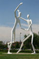 Sculpture of Dancers by Jonathan Borofsky at Denver Performing Arts Complex. Denver, CO.