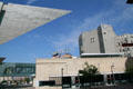 New Liebeskind wing of Denver Art Museum points to original fortress like building by Ponti. Denver, CO.