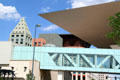 Pedestrian bridge between wings of Denver Art Museum. Denver, CO.