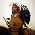 Young Plains Indian painting by James Bama at Denver Art Museum. Denver, CO.