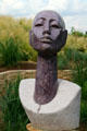 Chief's Advisor stone sculpture by Joe Mutasa of Zimbabwe at Denver Botanic Gardens. Denver, CO.