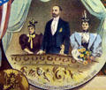 Cody before President Carnot & Cabinet at opening, 1889, on Cody Scenes of Life poster. CO.