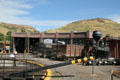 Roundhouse with rolling stock at Colorado Railroad Museum. CO.