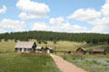 Hornbek Homestead log buildings preserved within Florissant Fossil Beds National Monument. CO.