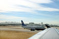 Jeppesen Terminal at Denver International Airport from runway. Denver, CO.