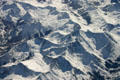 Rocky Mountain peaks from air. CO.