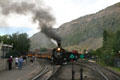 Durango & Silverton Railroad steam trains depart from Durango station. Durango, CO.