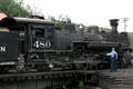 Durango & Silverton locomotive 480 backing onto turntable. Durango, CO.