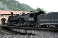 Durango & Silverton steam locomotive 486 on roundhouse turntable. Durango, CO.
