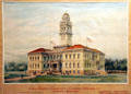 Watercolor of El Paso County Court House at Colorado Springs Pioneers Museum. Colorado Springs, CO.
