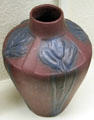 Ceramic vase with flowers by Van Briggle Pottery at Colorado Springs Pioneers Museum. Colorado Springs, CO.