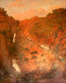 Painting of wagon train passing through Rockies at Miramont Castle. Manitou Springs, CO.