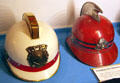 European fire helmets in fire museum at Miramont Castle. Manitou Springs, CO.