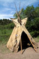 Tepee in recreation of 1775 Indian settlement at Rock Ledge Ranch Historic Site. Colorado Springs, CO.