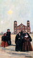 Painting of native parishioners in front of church in Our Lady of Guadalupe Church. Antonito, CO.