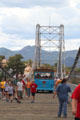 Tourist & tour bus on deck of Royal Gorge Bridge. CO.