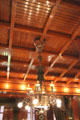 Dining room wooden ceiling & lamp at Rosemount House Museum. Pueblo, CO