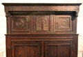 Carving details of Jacobean-style press cupboard at Henry Whitfield State Museum. Guilford, CT.