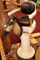 Carved horse head on child's barber chair at New England Carousel Museum. Bristol, CT