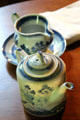 Teapot & creamer in blue oriental design at Stanley-Whitman House. Farmington, CT.