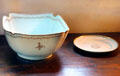Chinese export porcelain squarish bowl with corner notches at Stanley-Whitman House. Farmington, CT.