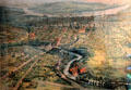 Graphic aerial view of city of Hartford at Butler-McCook House Museum. Hartford, CT.