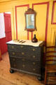 Early American mirror & chest of drawers at Noah Webster House. West Hartford, CT.