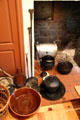 Fireplace cooking utensils at Noah Webster House. West Hartford, CT.