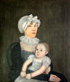 Early American portrait of mother & child at Oliver Ellsworth Homestead Museum. Windsor, CT.