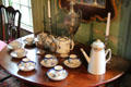 Tea service on drop-leaf table in parlor at Joseph Webb House. Wethersfield, CT.