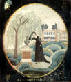 Mourning painting on glass for Lucy Griswold at Joseph Webb House. Wethersfield, CT.