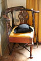 Corner chair with walking stick given to Jesse Deane by Lafayette at Silas Deane House. Wethersfield, CT.