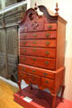 High chest of drawers with pinwheel design at Wethersfield Museum. Wethersfield, CT.