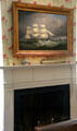 Painting of a sailing ship in Miss Florence's bedroom at Florence Griswold Museum. Old Lyme, CT.