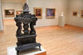 Cast iron four-column stove by Ezra Ripley of Johnson, Geer & Cox Co. of Troy, NY at Florence Griswold Museum. Old Lyme, CT.