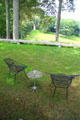 Wire garden chairs at Philip Johnson Glass House. New Canaan, CT.