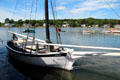 Nellie oyster sloop from Smithtown, NY on Long Island at Mystic Seaport. Mystic, CT.