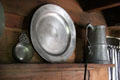 Pewter wares over fireplace at Joshua Hempstead House. New London, CT.