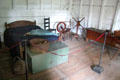 Upstairs room with bed & spinning wheel at Joshua Hempstead House. New London, CT.