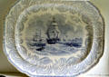 Porcelain platter with ship scene at Shaw Mansion. New London, CT.