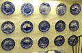 Collection of Wedgwood American View commemorative plates at Monument House Museum. Groton, CT