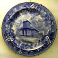 Wedgwood American View commemorative plate of King's Chapel in Boston at Monument House Museum. Groton, CT.