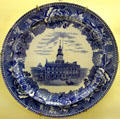 Wedgwood American View commemorative plate of Independence Hall in Philadelphia at Monument House Museum. Groton, CT.