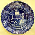 Wedgwood American View commemorative plate of Oliver & Abigail Wolcott Ellsworth at Monument House Museum. Groton, CT.