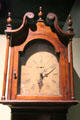 Face of tall case clock by Eli Terry in Waterbury, CT at Mattatuck Museum. Waterbury, CT.