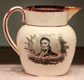 "Don't surrender the Ship!" Lawrence commemorative creamware pitcher by Leeds Pottery Co., England at Mattatuck Museum. Waterbury, CT.