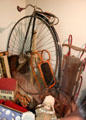 Penny-farthing bike & sleds at Judson House. Stratford, CT.