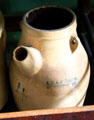 Stoneware spouted jug marked E&LP Norton, Bennington, VT in Rider House at Danbury Museum & Historical Society. Danbury, CT.