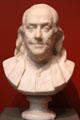 Marble bust of Benjamin Franklin copy after Jean-Antoine Houdon at Yale University Art Gallery. New Haven, CT.